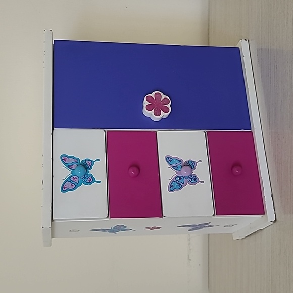 Purpule/Pink Butterfly Wooden jewelry Box & Organizer 9"×10"×4 1/2" - Picture 3 of 12